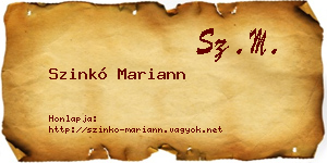 Szinkó Mariann névjegykártya