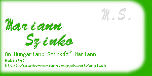 mariann szinko business card